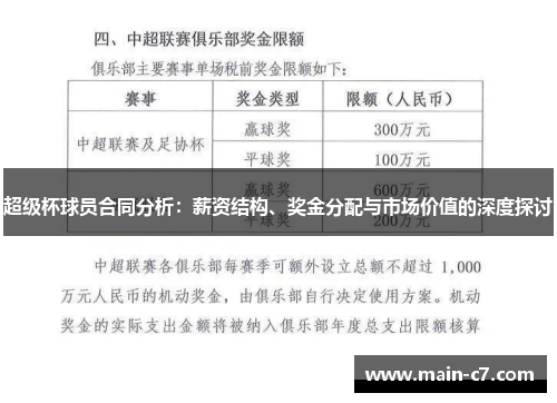 超级杯球员合同分析：薪资结构、奖金分配与市场价值的深度探讨