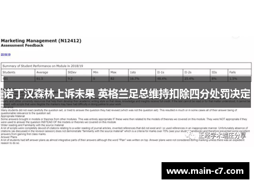 诺丁汉森林上诉未果 英格兰足总维持扣除四分处罚决定